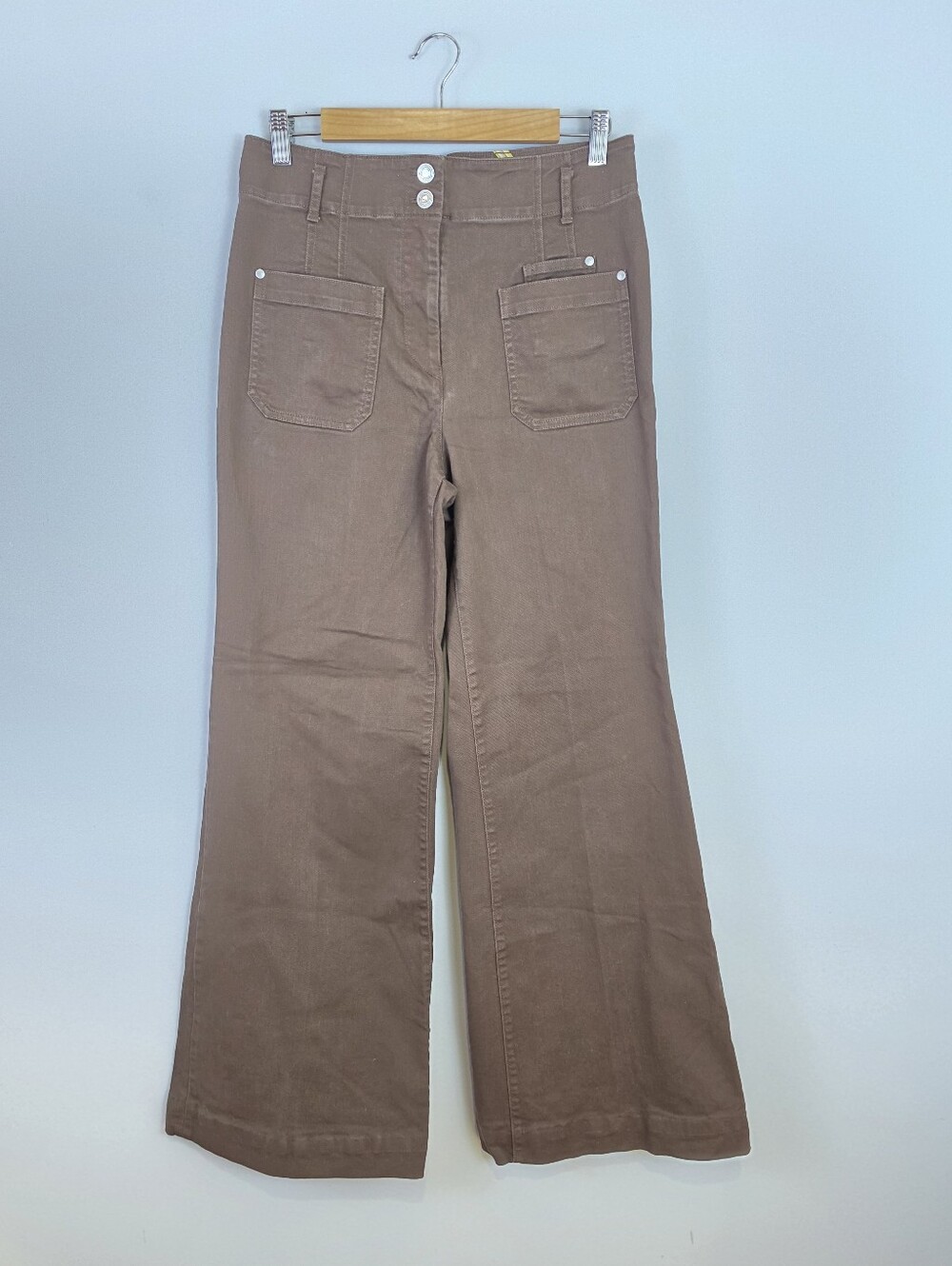 Maeve Anthropologie Brown Wide-Leg Patch-Pocket Pants